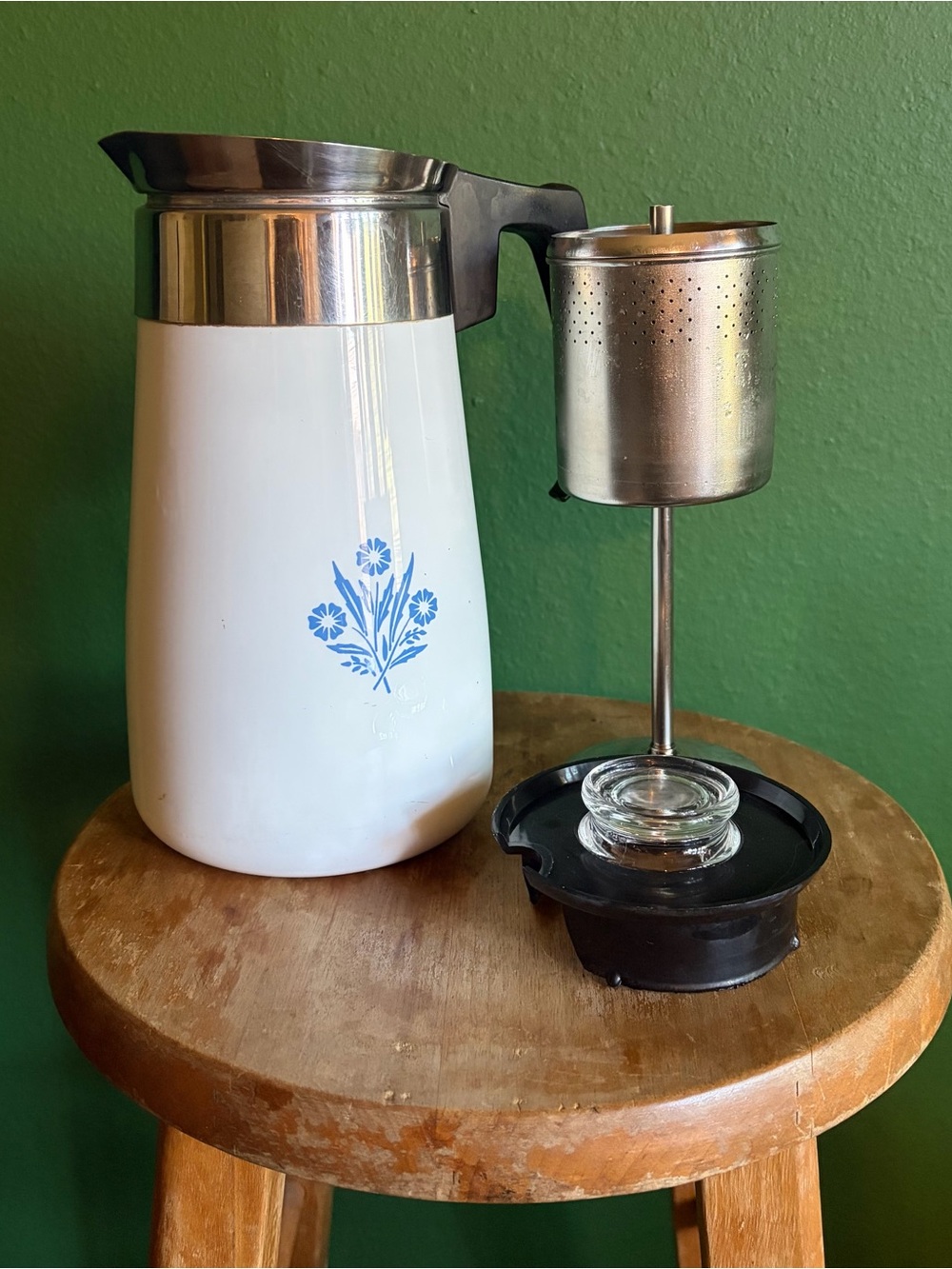 Vintage Corning Cornflower Stovetop Percolator 9 cup
